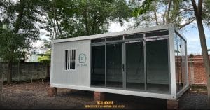 Nhà vườn lắp ghép có thiết kế mở, kết nối với không gian thiên nhiên bên ngoài