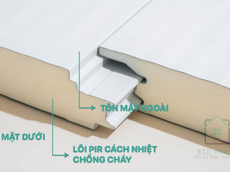 Cấu tạo của tấm panel PIR cách nhiệt chống cháy