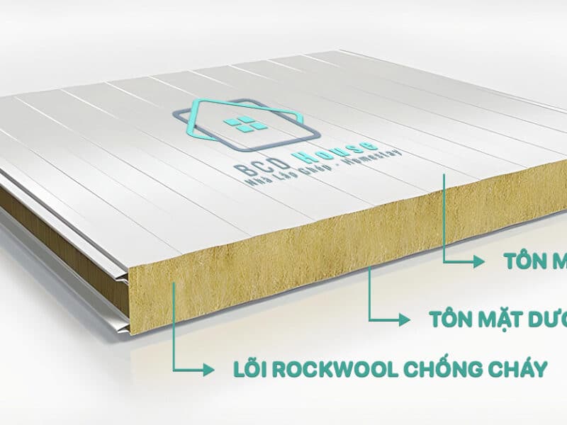 Cấu tạo của tấm panel Rockwool chống cháy 3 lớp cách nhiệt