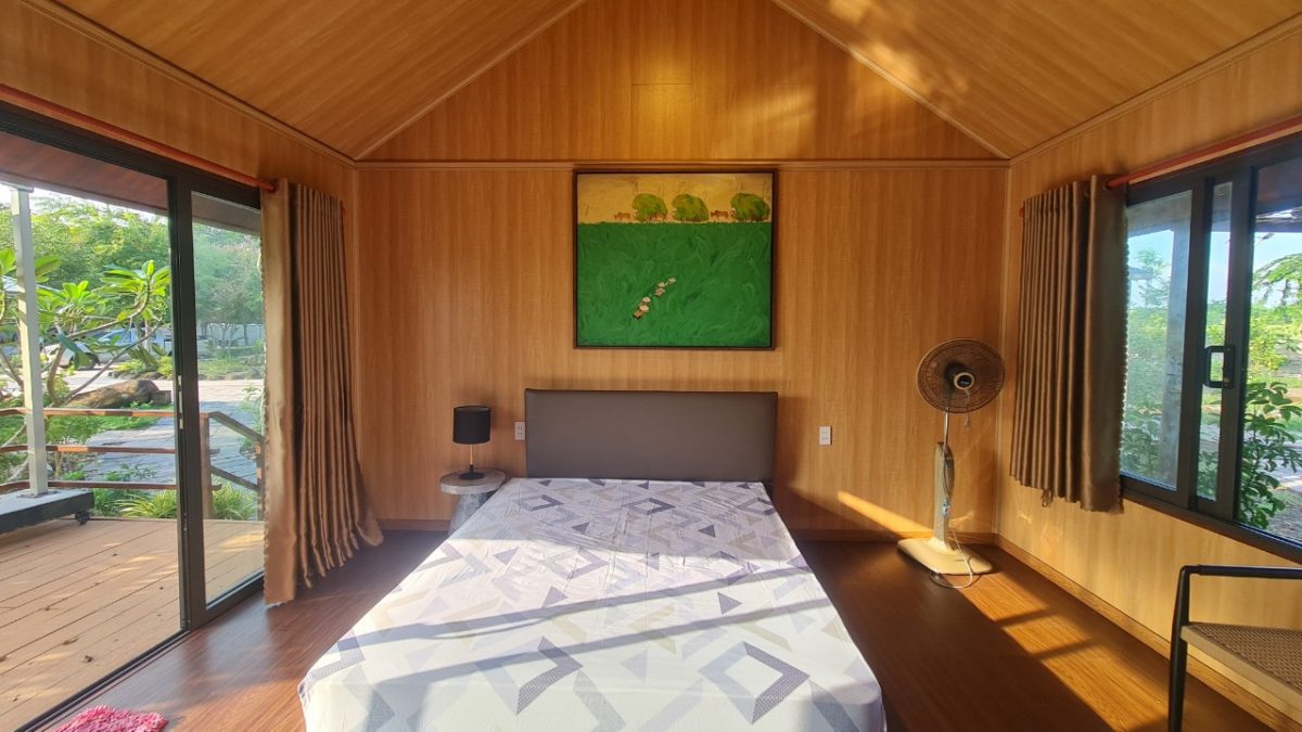 Không gian bên trong nhà homestay lắp ghép 49m2 GFRC – Căn đơn